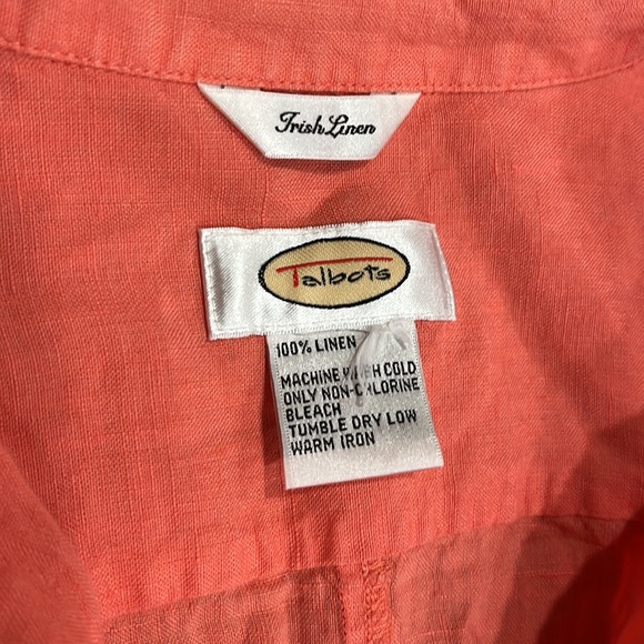 Women’s Casual 100% Linen Pink Talbots V Neck Button Up Shirt Size X Large - Picture 9 of 9
